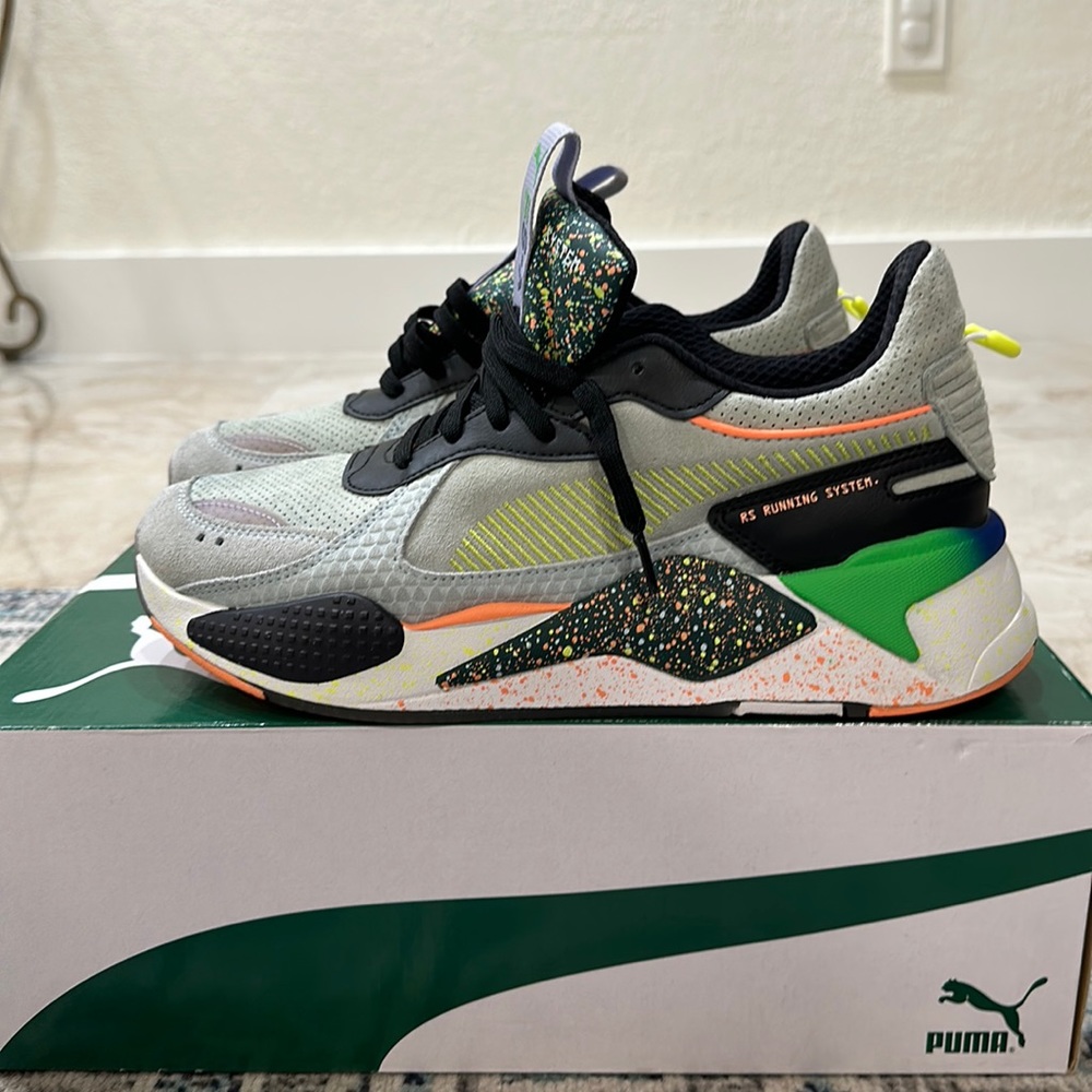 Puma Mens 9.5 RS-X FD Trophy Running Shoes-Fair Aqua/Ponderosa